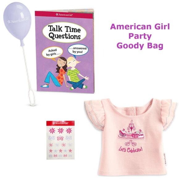 American Girl Party BIRTHDAY GOODIE BAG Balloon Stickers Book 18" Doll Top NEW - Picture 1 of 7